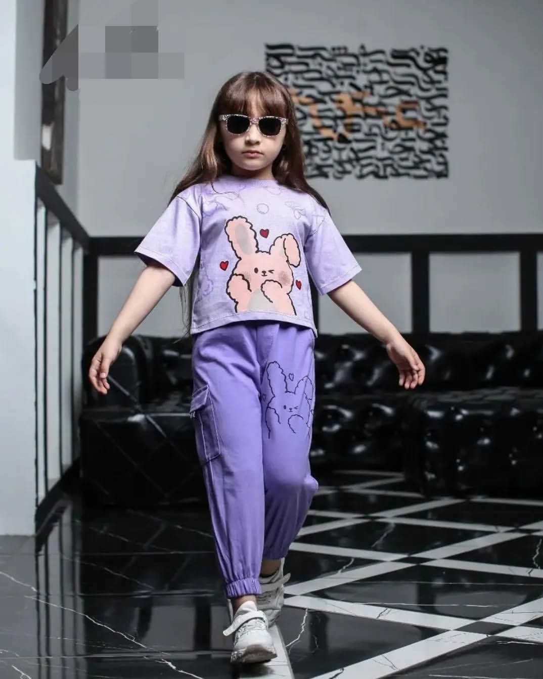 کراپ شلوار دخترانه با طرح خرگوش سایز ۴۰،۴۵