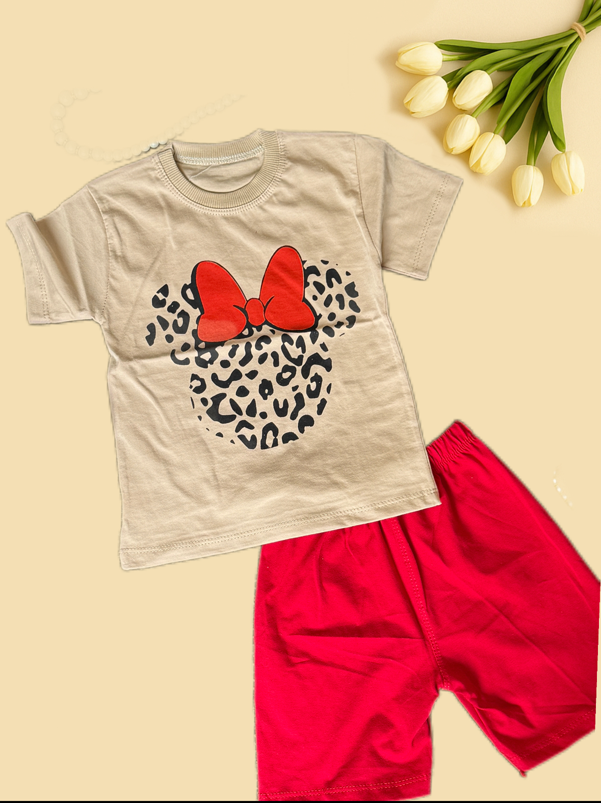 تیشرت و شلوارک دخترانه طرح میکی موس سایز ۴۰،۴۵،۵۰،۵۵