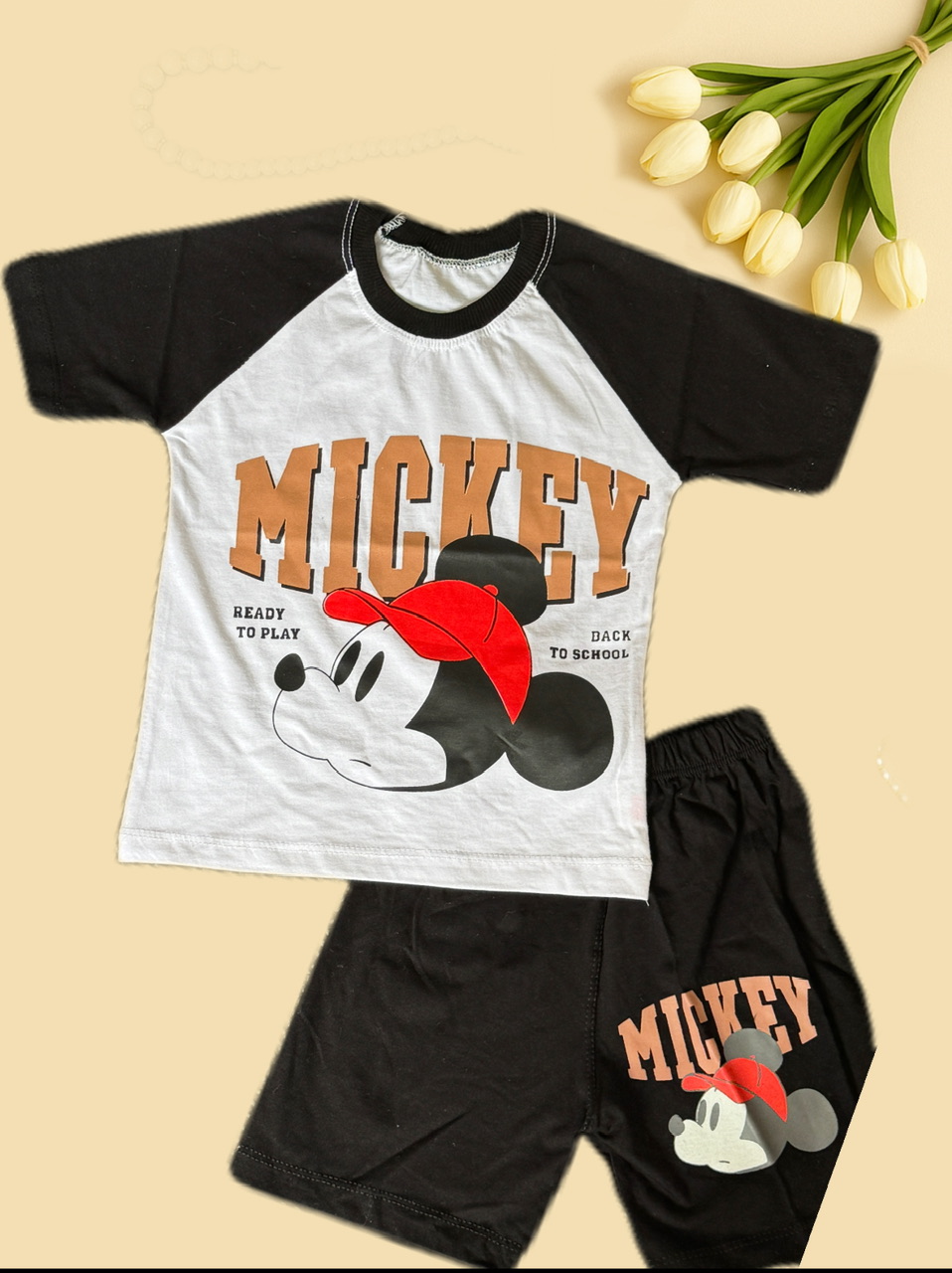 ست تیشرت و شلوارک پسرانه طرح میکی موس سایز۴۰،۴۵،۵۰،۵۵