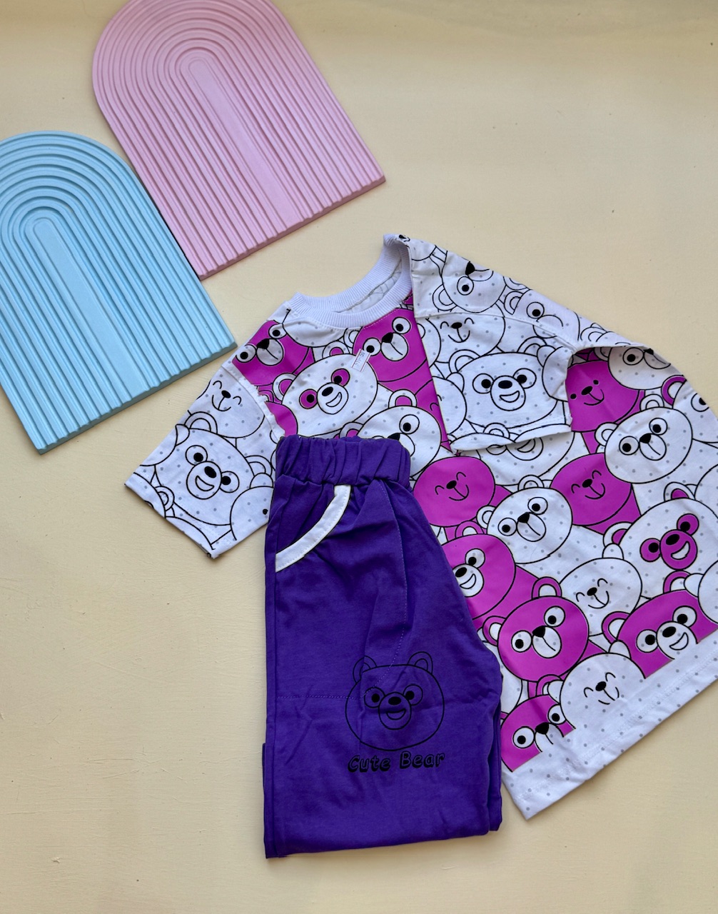 ست تیشرت شلوارک اسپرت طرح خرس سایز ۴۰،۴۵،۵۰،۵۵